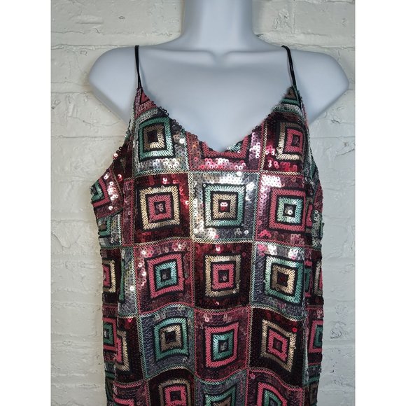 ZARA NYE SEQUIN BOHO SQUARE PATHWORK MINI DRESS - Picture 8 of 16